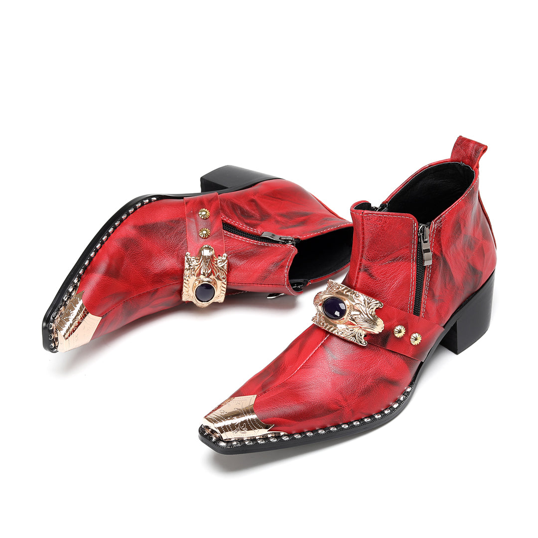 AOMISHOES_Red_Metal_Ornament_Shoes_#4106_Fashion_Footwear_AOMISHOES