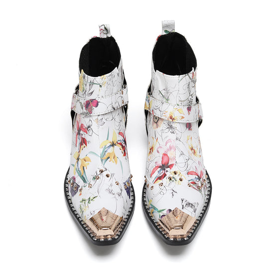 AOMISHOES_White_Print_Rivet_Shoes_#4103_Fashionable_Footwear_AOMISHOES