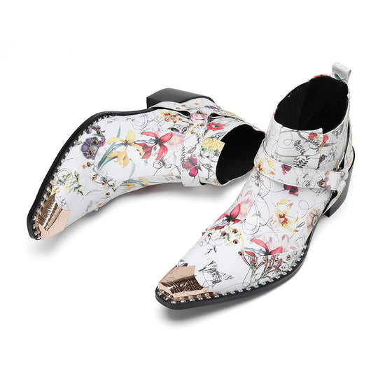 AOMISHOES_White_Print_Rivet_Shoes_#4103_Fashionable_Footwear_AOMISHOES