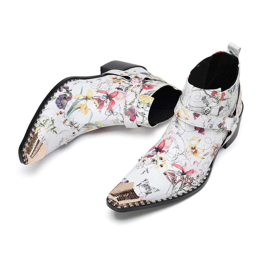 AOMISHOES_White_Print_Rivet_Shoes_#4103_Fashionable_Footwear_AOMISHOES