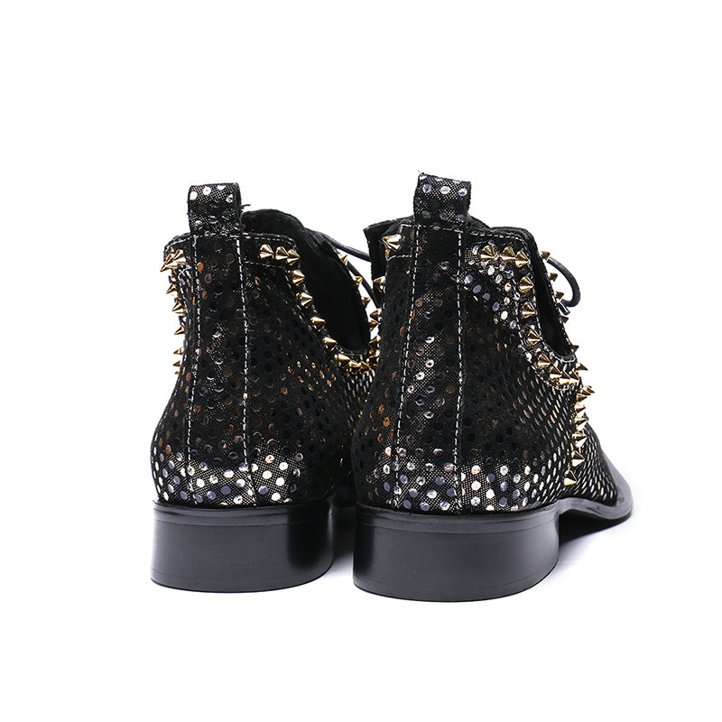 AOMISHOES™ Black Leopard Dress Shoes #8062
