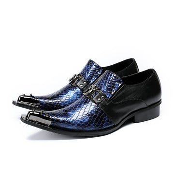 AOMISHOES™ Blue Python Style Dress Shoes #8065