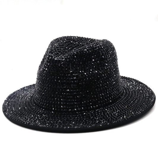 Rhinestone Wide Brim Hat H9006