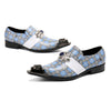 AOMISHOES™ The Repi Blue Check With Gem Dress Shoes #8088