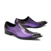 AOMISHOES™  Purple Genuine Leather Dress Shoes #8030