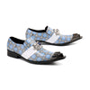 AOMISHOES™ The Repi Blue Check With Gem Dress Shoes #8088