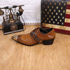 AOMISHOES™  Brown Metal Dress Shoes #8035