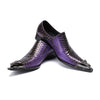 AOMISHOES™  Purple Genuine Leather Dress Shoes #8030