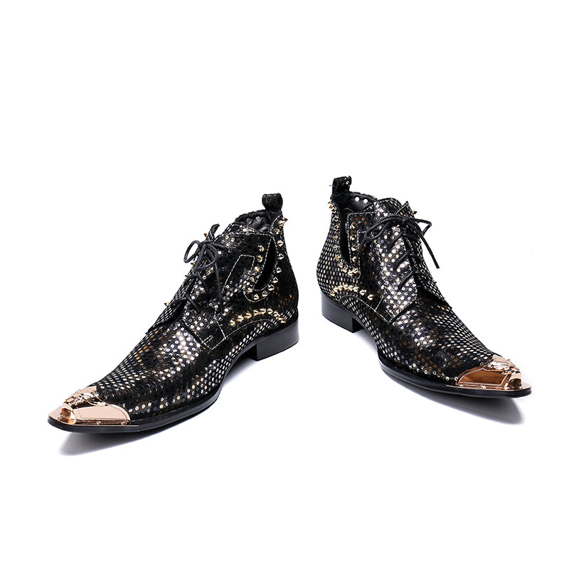 AOMISHOES™ Black Leopard Dress Shoes #8062
