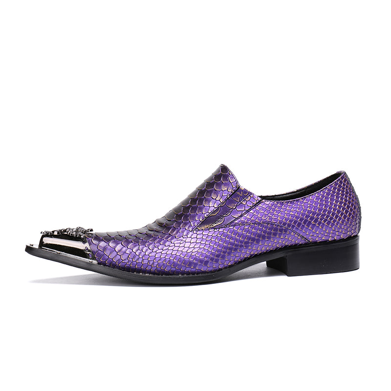 AOMISHOES™  Purple Genuine Leather Dress Shoes #8030