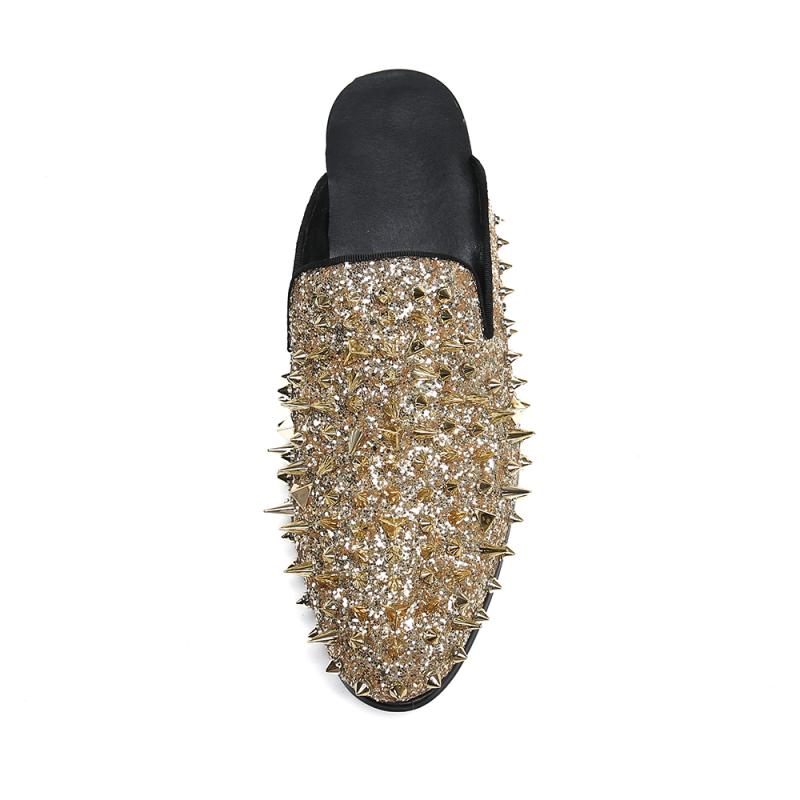 AOMISHOES™  Golden Rivet Genuine Leather Slipper #8053