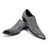 AOMISHOES™  Italian Snake Silver Dress Shoes #8036