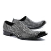 AOMISHOES™  Italian Snake Silver Dress Shoes #8036