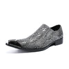 AOMISHOES™  Italian Snake Silver Dress Shoes #8036