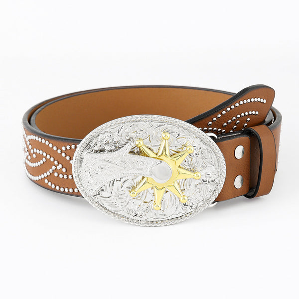 Western Cowboy Buckle Leather Belt B5012