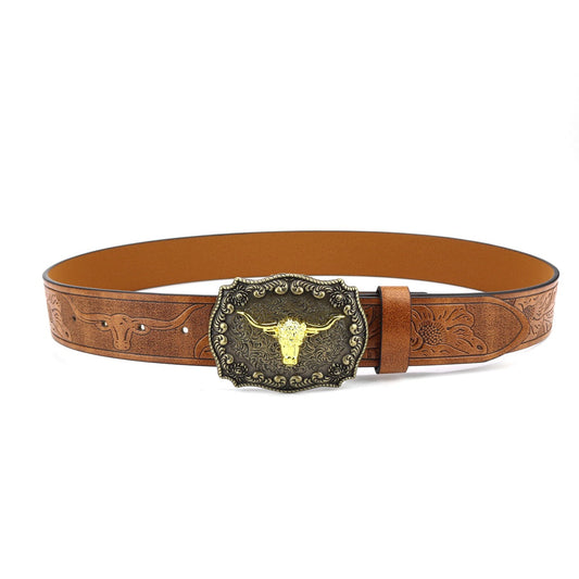 Western Cowboy Buckle Leather Belt B5003