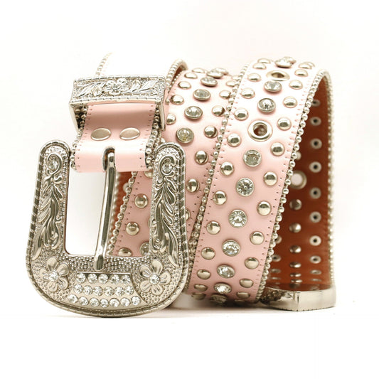 Pink Riveted Rhinestone Belt B4025