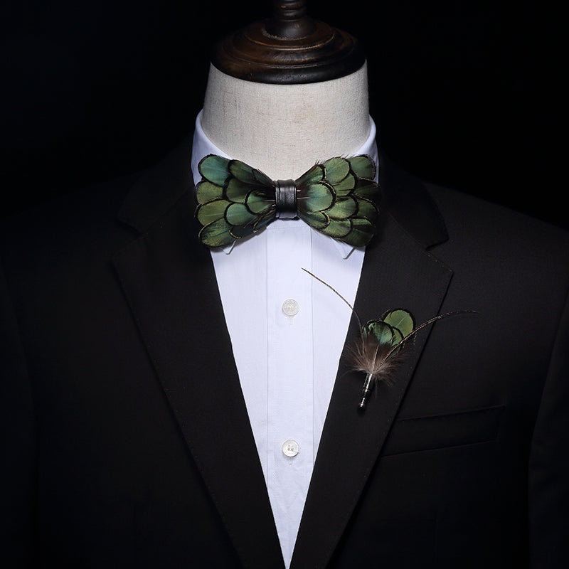 Ducapo Natural Feather Bow Tie T1024