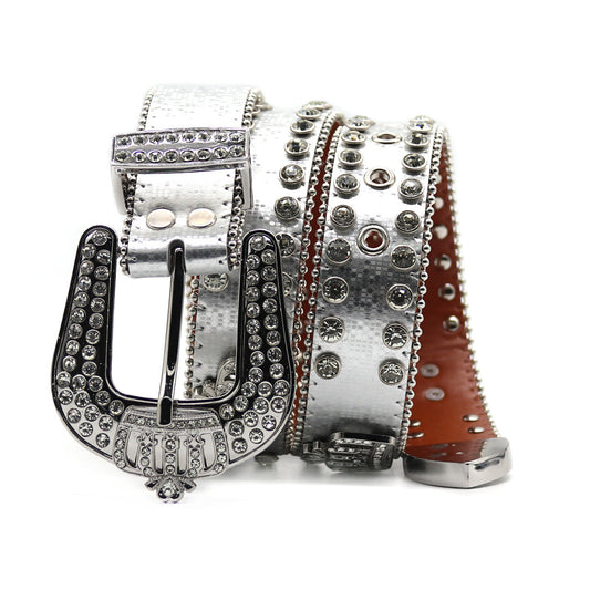 Punk Riveted Rhinestone Belt B4044