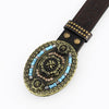 Western Cowboy Turquoise Leather Belt B5014