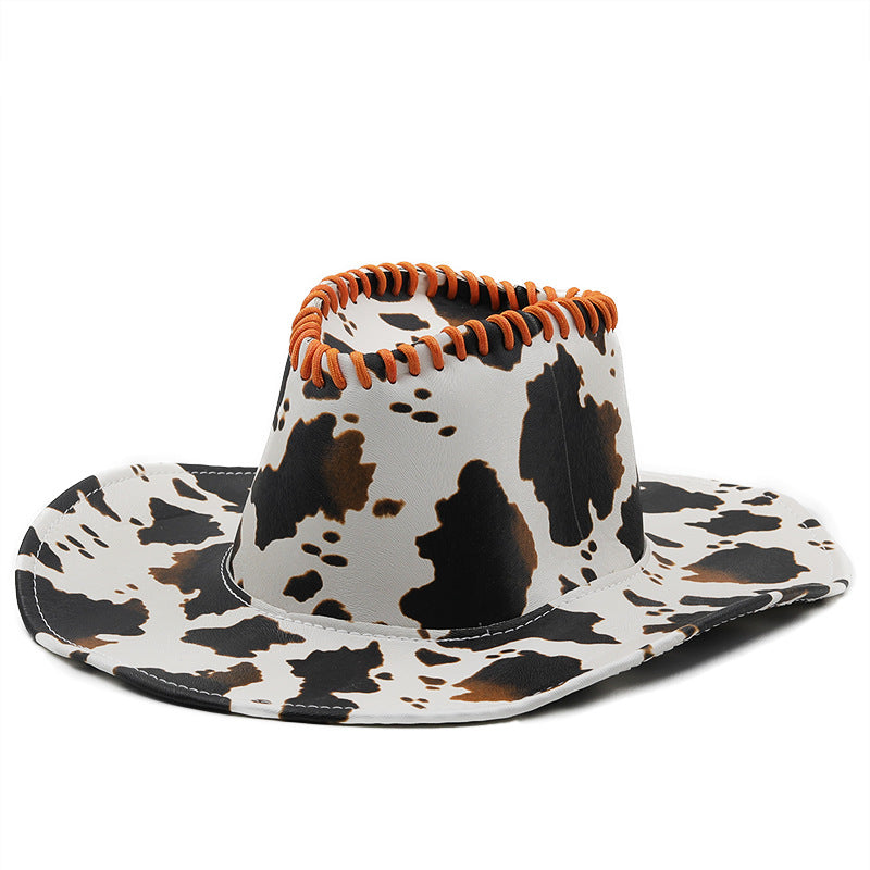 Printed Western Cowboy Leather Hat H8036