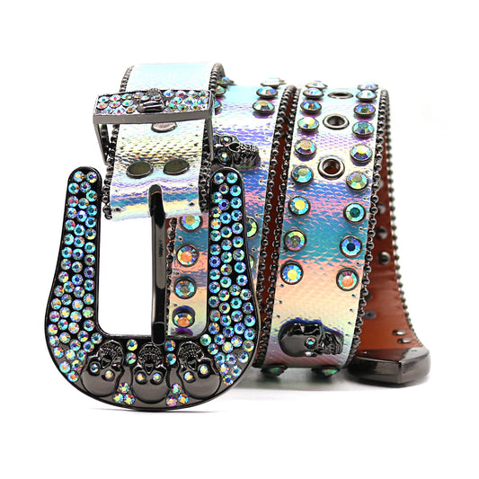 Punk Riveted Rhinestone Belt B4042