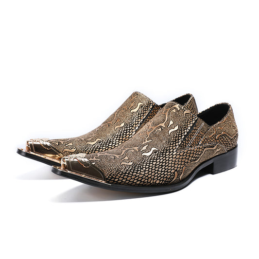 AOMISHOES™  Italian Snake Golden Dress Shoes #8024