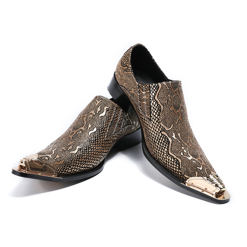 AOMISHOES™  Italian Snake Golden Dress Shoes #8024