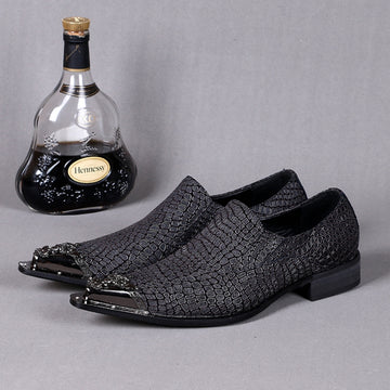 AOMISHOES™ Black Shadow Alligator Dress Shoes #8077