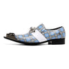 AOMISHOES™ The Repi Blue Check With Gem Dress Shoes #8088