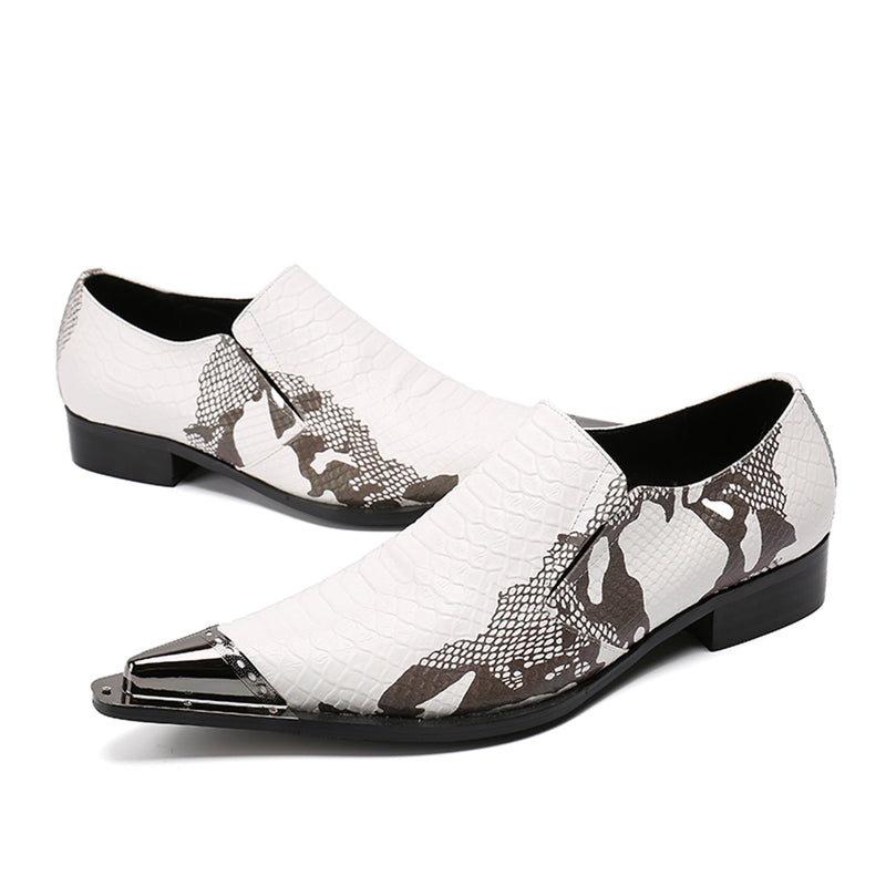 AOMISHOES™  Print White Dress Shoes #8033