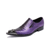 AOMISHOES™  Purple Genuine Leather Dress Shoes #8030