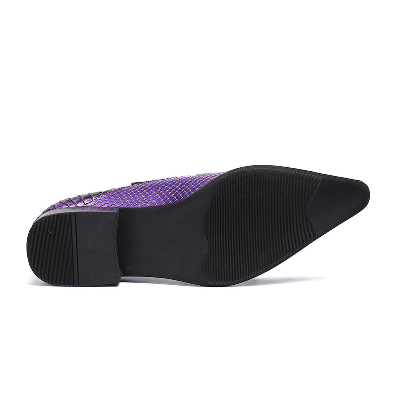 AOMISHOES™  Purple Genuine Leather Dress Shoes #8030