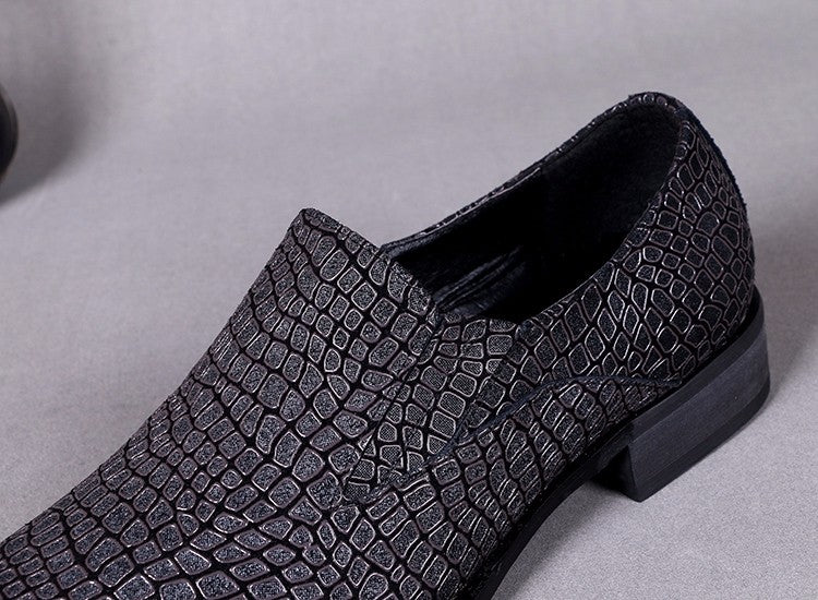 AOMISHOES™ Black Shadow Alligator Dress Shoes #8077
