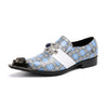 AOMISHOES™ The Repi Blue Check With Gem Dress Shoes #8088