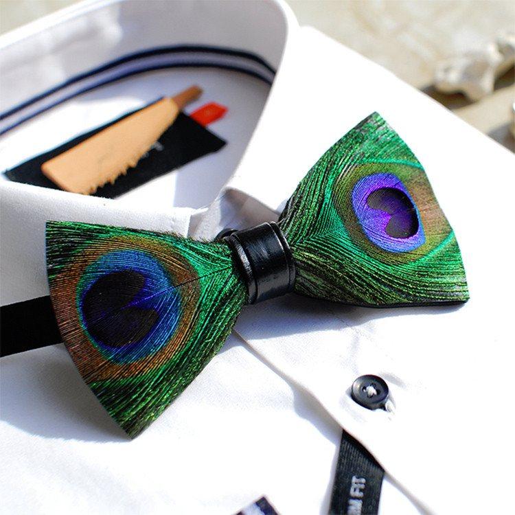 AOMISHOES™ PEACOCK FEATHER BOW TIES T1021