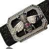 Rhinestone Crocodile Leather Belt B2023