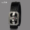 Rhinestone Crocodile Leather Belt B2023