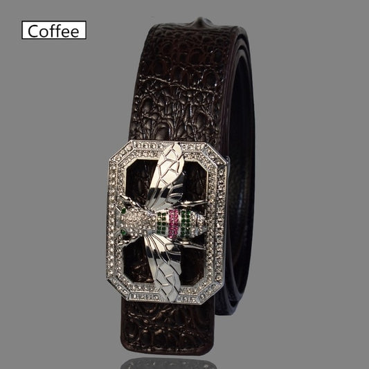 Rhinestone Crocodile Leather Belt B2023