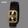 Rhinestone Crocodile Leather Belt B2023